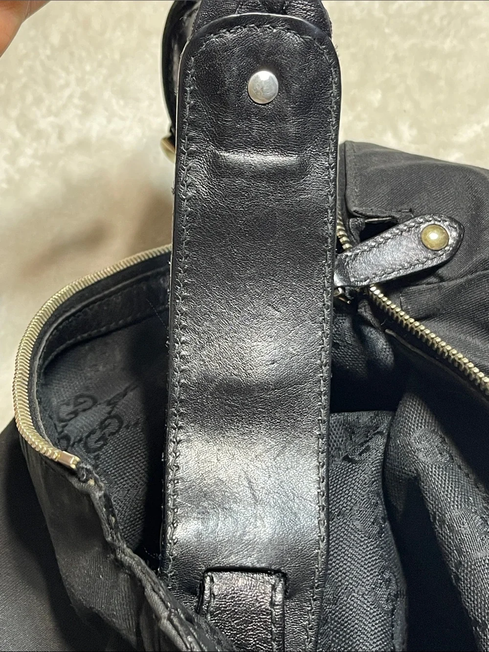 Gucci Authentic Pelham Large Black GG Canvas Hobo Shoulder Braided Handle Bag